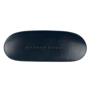 Ralph Lauren Navy Blue Hard Shell Eyeglass Case Faux Leather Clamshell Logo
